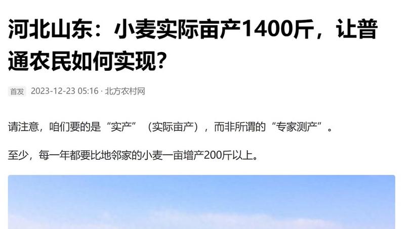 河南小麦亩产量对比河北哪个大
