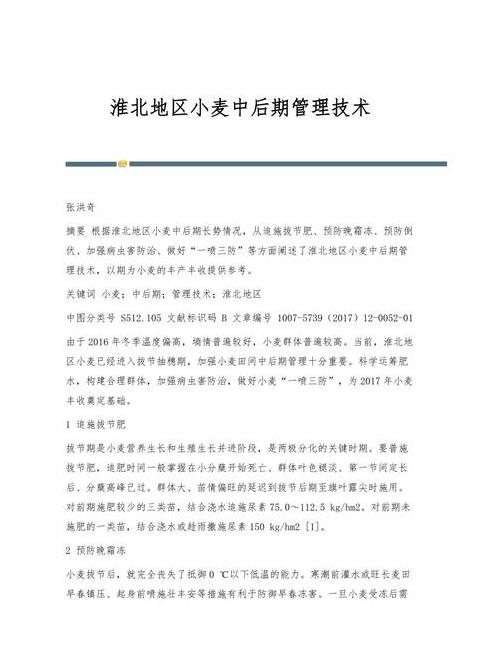 小麦后期管理关键技术解析