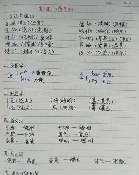 落花生生字词解析与应用